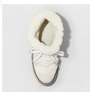 Women's White Fur-Lined Ankle Boots